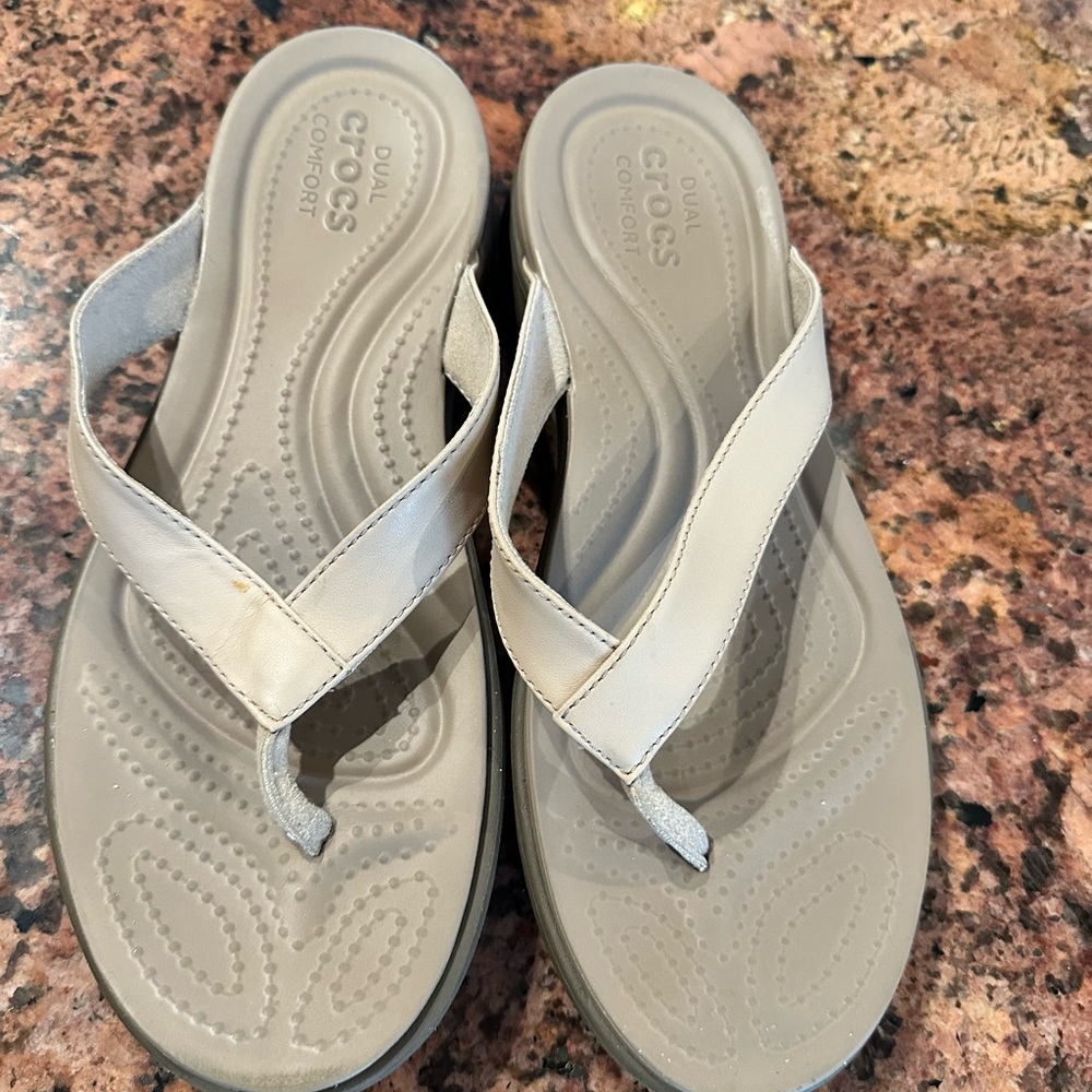Crocs Dual Comfort Flip Flops in Light Gray